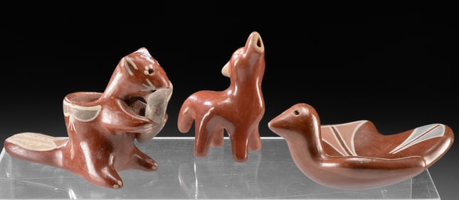 Three Santa Clara Pueblo Pottery Animals