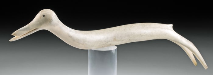 Inuit Caribou Antler Carving - Abstract Crane Bird