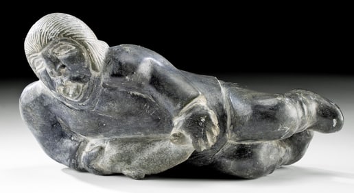 Inuit Soapstone Sculpture Hunter w/ Seal