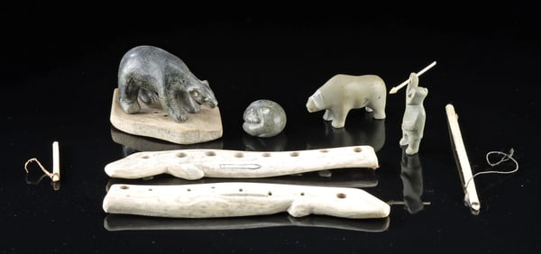 Inuit Soapstone / Bone Figural Carvings