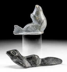First Nations Inuit Soapstone Carvings - Seal + Skate