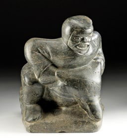Impressive Alaskan Inuit Sculpture - Hunter w/ Seal