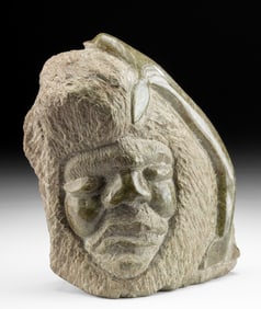 N. Canadian Inuit Stone Face w/ Beluga Whale