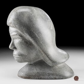 Lifesize Inuit Stone Head by Jimmy Inaarulik Kadyulik
