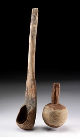 Early 20th C. Mexican Tarahumara Wood Ladle & Trompo