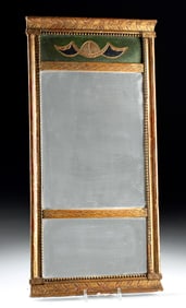 Early 19th C. English Trumeau Mirror, Gilt Wood Frame