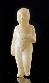 Romano-Egyptian Alabaster Nude Male Figure w/ Bird