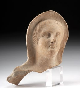Etruscan Pottery Votive Head - Woman with Veil