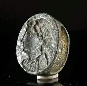 Roman Bronze Ring with Bust of Goddess or Noblewoman