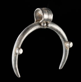 Ancient Roman Silver Lunula Crescent Pendant