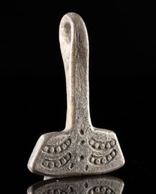 9th C. Viking Silver Thor's Hammer Pendant, Mjolnir