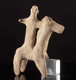 Anatolian Syro-Hittite Pottery Horse & Rider Effigy