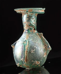 Roman Ribbed Glass Sprinkler Flask w/ Iridescence