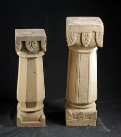 Two Indian Sandstone Pillar Pedestals