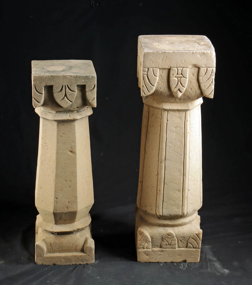 Two Indian Sandstone Pillar Pedestals (1 of 3)