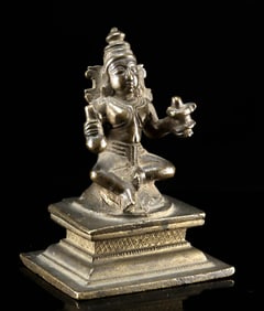 19th C. Indian Bronze Seated Lakshmi