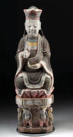18th C. Chinese Qing Wood Guanyin w/ Demons