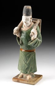 Chinese Ming Pottery Tomb Attendant Carrying Furniture