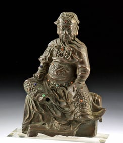 Chinese Ming Bronze Statue of Deified General Guan Yu
