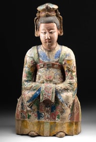 18th C. Chinese Qing Gilt Wood Matsu, Empress of Heaven