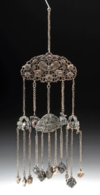 19th C. Chinese Qing Copper & Silver Pendant Charms