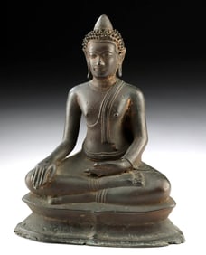 20th C. Burmese Brass Seated Buddha Statue