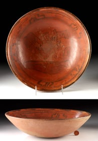 Maya Polychrome Pottery Bowl - Seated Dignitary Motif