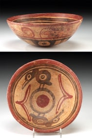 Maya Copador Polychrome Bowl - Avian and Glyph Motifs