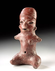 Tlatilco Olmecoid Redware Nude Seated Female Figure