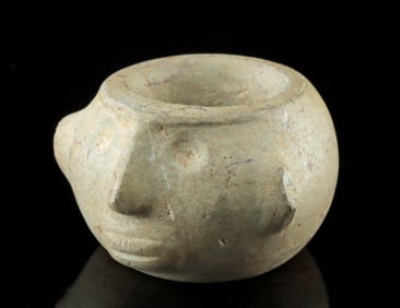 Pre-Columbian Costa Rican Carved Stone Face Mace Head