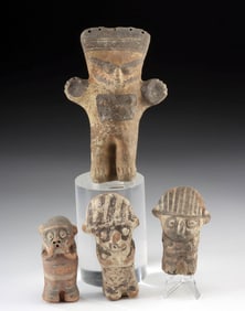 Four Chancay Pottery Effigy Figures & Monkey