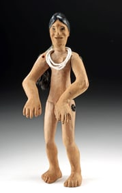 Rustic Alaskan Articulated Wooden Doll w/ Hair