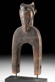 Rare African Kulango Wood Heddle Pulley in Bovine Form