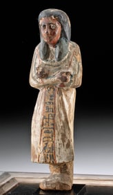 Egyptian Wood Ushabti, Lady Anhai, Chantress of Amun