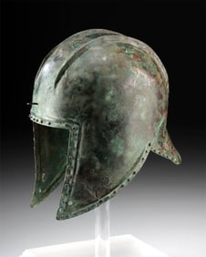 Greek Illyrian Bronze Helmet - Rivets/ Plume Guides