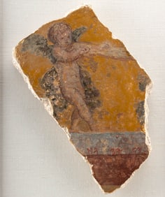 Roman Fresco Fragment - Winged Eros from Villa Wall