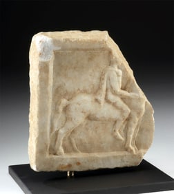 Roman Marble Stele of Horse & Rider Scene, ex-Guttmann