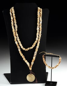 Tibetan Buddhist  Bone Skull Mala Bead Necklace Strand