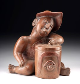 Colima Pottery Sleeping Hunchback Drummer - Rare!