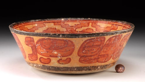 Maya Peten Pottery Bowl w/ Large Glyphs