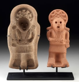 Rare Maya Pottery Skeletal Figure Mold & Impression