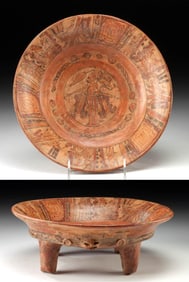 Maya Ulua Valley Rattle Dish - Dancing Figure & Animal