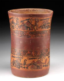 Maya Copador Pottery Cylinder Vessel - Scribes