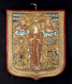 15th C. Catholic Or Nue Embroidered Silk Cope, Trinity