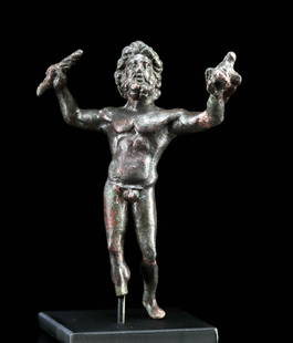 Roman Bronze Jupiter - Eagle and Lightning Bolt: Roman, western Europe, ca. 1st to 2nd century CE. A very strong Roman bronze of the head honcho of all Roman and Greek gods - Zeus (Greek) or Jupiter (Roman). Jupiter, also known as Jove is the Roman