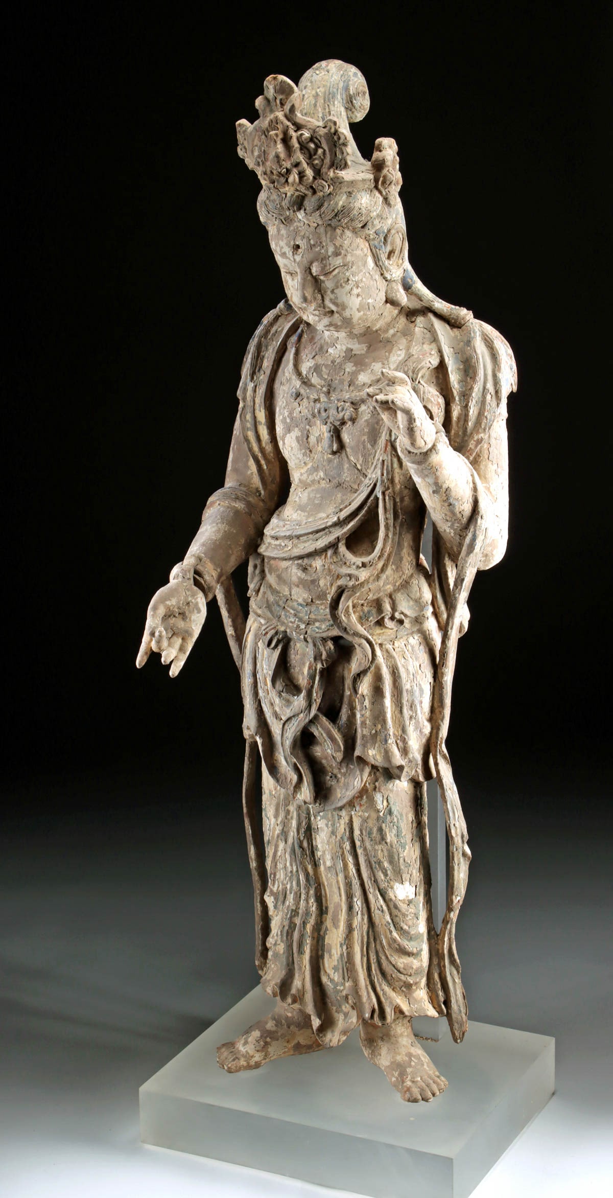 13th C. Jin Dynasty Wood Bodhisattva - Mahasthamaprapta (Dashizhi) (1 of 4)