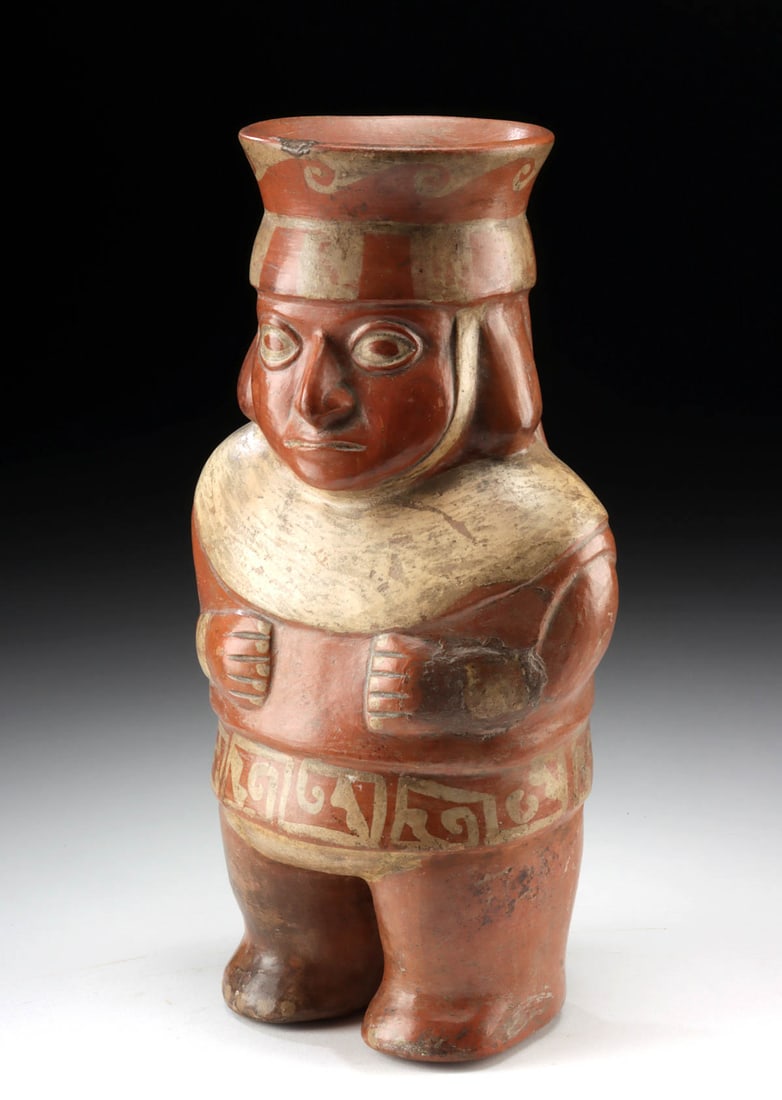 Fine Moche Pottery Standing Figural Portrait Vessel (1 of 4)