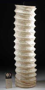 Early Noguchi Akari Light Sculpture, ca. 1951-1960s: Isamu Noguchi (American, 1904-1988). Akari Ceiling Light, model 31N, ca. mid 1950s to 1960s. A large, cylindrical shaped ceiling light in the Noguchi Akari series featuring the earliest manufacturer's