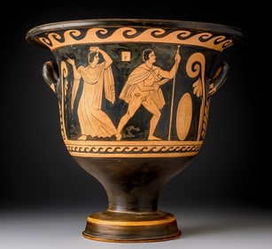 Apulian Red-Figure Bell Krater Warrior's Departure (TL'd)