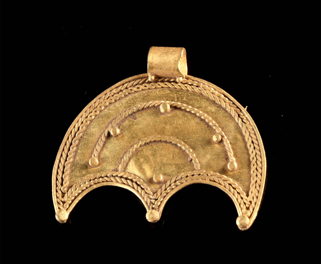 Greek Hellenistic Gold Lunula Pendant (Crescent Moon) (1 of 3)